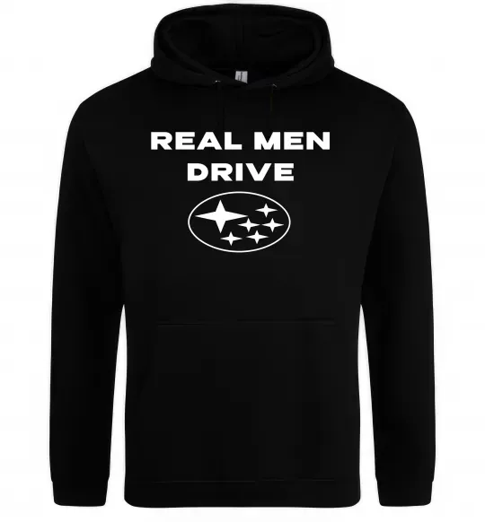 Чоловіча толстовка (худі) Real men drive Subaru Чорний фото