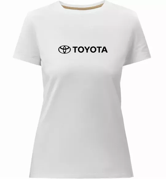 Жіноча преміум футболка Toyota logo та назва Білий фото