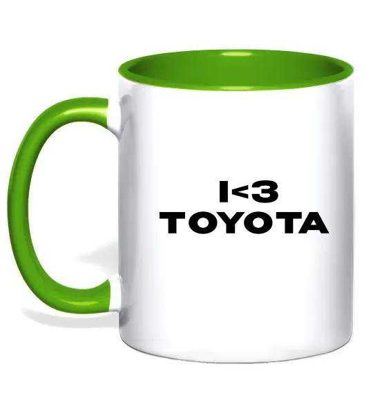 Чашка с цветной ручкой I <3 Toyota Лаймовый фото
