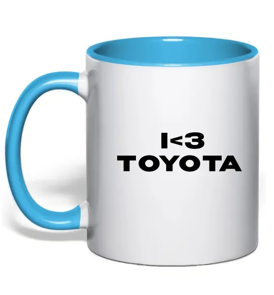 Чашка с цветной ручкой I <3 Toyota Голубой фото