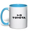 Чашка с цветной ручкой I <3 Toyota Голубой фото