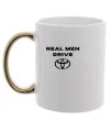 Чашка з кольоровою ручкою Real men drive Toyota Золото фото