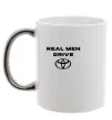 Чашка з кольоровою ручкою Real men drive Toyota Срібло фото