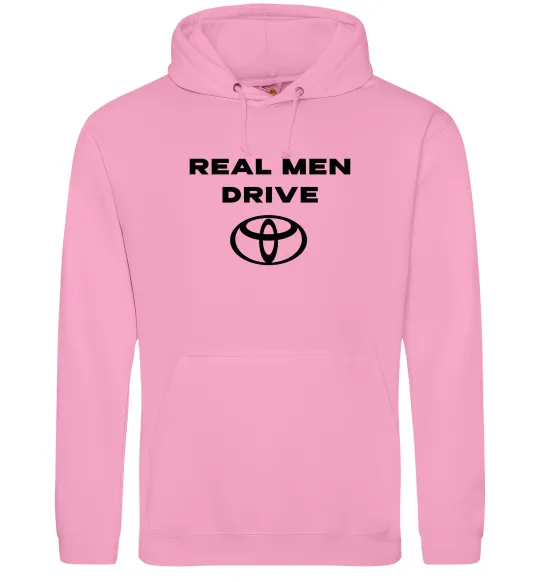 Мужская толстовка (худи) Real men drive Toyota Розовый фото