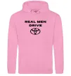 Мужская толстовка (худи) Real men drive Toyota Розовый фото