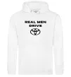 Мужская толстовка (худи) Real men drive Toyota Белый фото