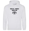 Мужская толстовка (худи) Real men drive Toyota Серый меланж фото