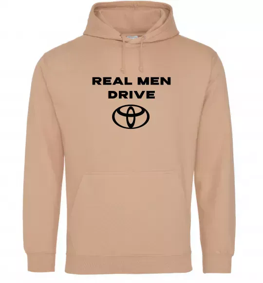 Мужская толстовка (худи) Real men drive Toyota Песочный фото