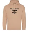 Мужская толстовка (худи) Real men drive Toyota Песочный фото