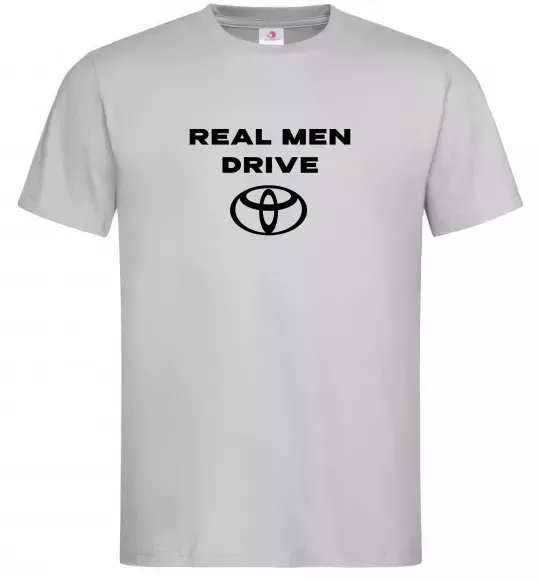 Мужская футболка Real men drive Toyota Серый фото