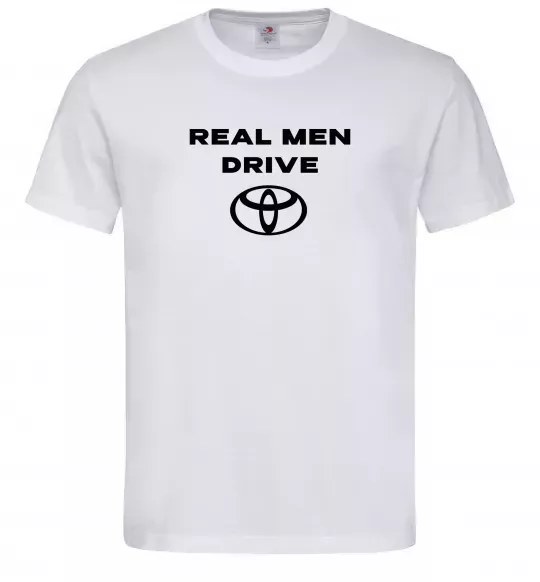 Мужская футболка Real men drive Toyota Белый фото