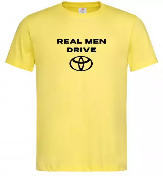Мужская футболка Real men drive Toyota Лимонный фото
