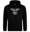 Мужская толстовка (худи) Real men drive Toyota Черный фото