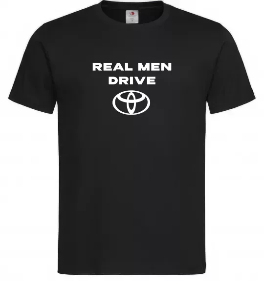 Мужская футболка Real men drive Toyota Черный фото