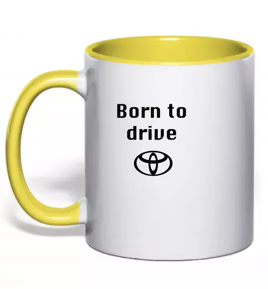 Чашка с цветной ручкой Born to drive Солнечно желтый фото
