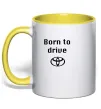 Чашка с цветной ручкой Born to drive Солнечно желтый фото