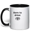 Чашка с цветной ручкой Born to drive Черный фото