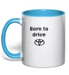 Чашка с цветной ручкой Born to drive Голубой фото