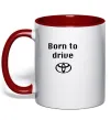 Чашка с цветной ручкой Born to drive Красный фото