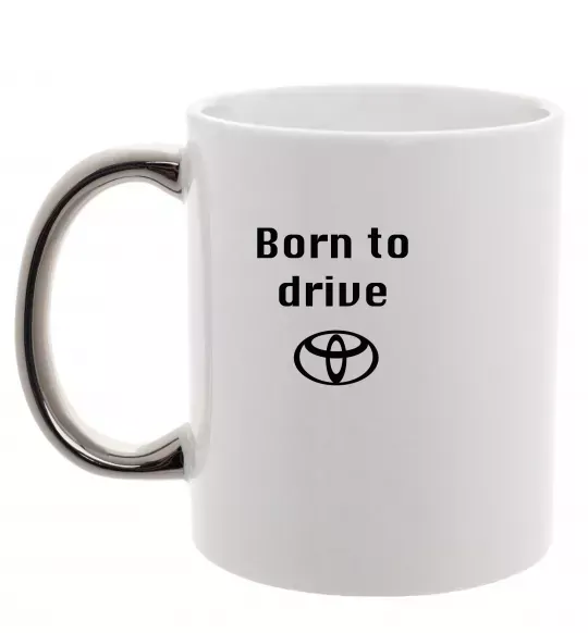 Чашка с цветной ручкой Born to drive Серебро фото