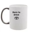Чашка с цветной ручкой Born to drive Серебро фото