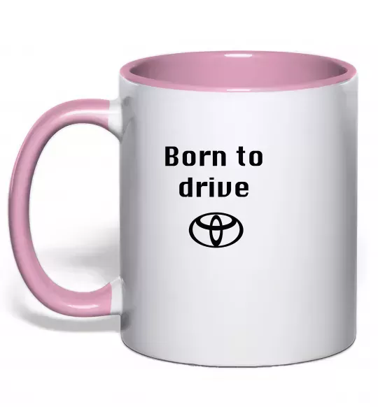 Чашка с цветной ручкой Born to drive Нежно розовый фото