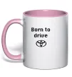 Чашка с цветной ручкой Born to drive Нежно розовый фото
