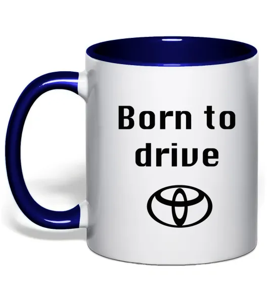 Чашка з кольоровою ручкою Born to drive Глибокий темно-синій фото