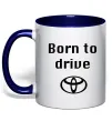 Чашка з кольоровою ручкою Born to drive Глибокий темно-синій фото
