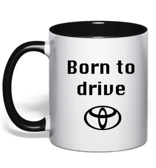 Чашка з кольоровою ручкою Born to drive Чорний фото
