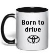 Чашка з кольоровою ручкою Born to drive Чорний фото