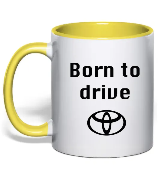 Чашка з кольоровою ручкою Born to drive Лимонний фото