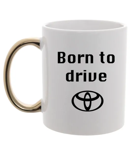 Чашка з кольоровою ручкою Born to drive Золото фото