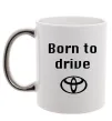 Чашка з кольоровою ручкою Born to drive Срібло фото