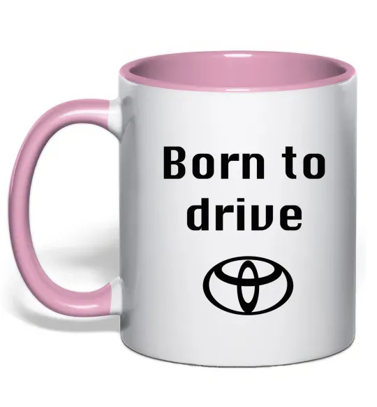 Чашка з кольоровою ручкою Born to drive Ніжно рожевий фото