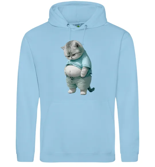 Мужская толстовка (худи) Кіт з животом Голубой фото