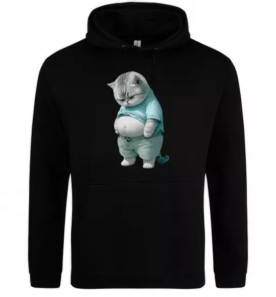 Жіноча толстовка (худі) Кіт з животом Чорний фото