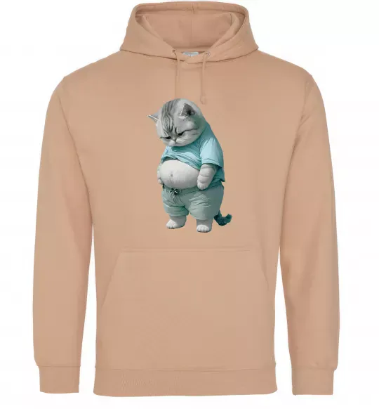 Жіноча толстовка (худі) Кіт з животом Пісочний фото