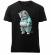 Чоловіча преміум футболка Кіт з животом Чорний фото