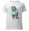 Чоловіча преміум футболка Кіт з животом Білий фото
