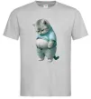 Мужская футболка Кіт з животом Серый фото