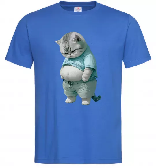 Мужская футболка Кіт з животом Ярко-синий фото