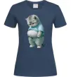 Жіноча футболка Кіт з животом Темно-синій фото