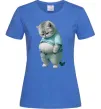 Жіноча футболка Кіт з животом Яскраво-синій фото