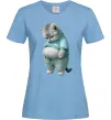 Жіноча футболка Кіт з животом Блакитний фото