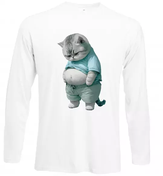 Лонгслів Кіт з животом Білий фото