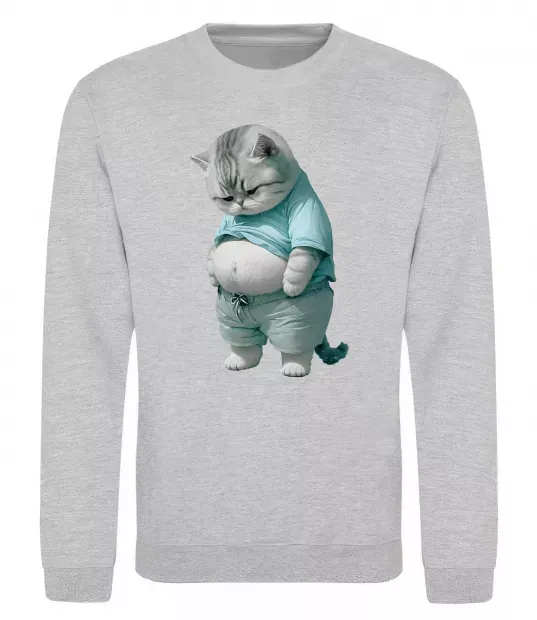 Світшот Кіт з животом Сірий меланж фото