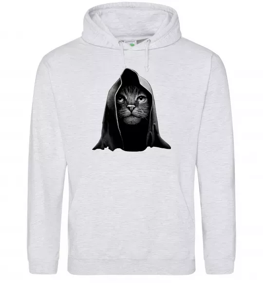 Чоловіча толстовка (худі) Кіт в капюшоні Сірий меланж фото