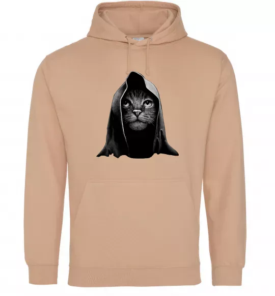 Чоловіча толстовка (худі) Кіт в капюшоні Пісочний фото