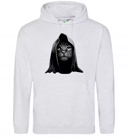 Жіноча толстовка (худі) Кіт в капюшоні Сірий меланж фото